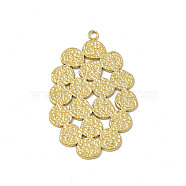 Ion Plating(IP) 304 Stainless Steel Pendants, Grape Charms, Real 14K Gold Plated, 38.5x23.5x0.8mm, Hole: 1.8mm(STAS-M304-14G)