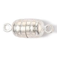 Brass Magnetic Clasps with Loops, Oval, Silver, 15.5x5.5mm, Hole: 1.5mm(KK-O134-13S)