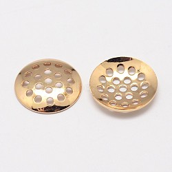 Grade AAA Brass Sieve Ring Settings, Cadmium Free & Nickel Free & Lead Free, Real 18K Gold Plated, 12x2mm, Hole: 1mm(KK-O093-33-NR)