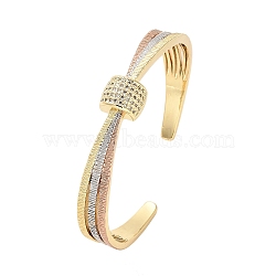 Brass Micro Pave Clear Cubic Zirconia Flat Round Open Cuff Bangles for Women, Mixed Color, 1/2 inch(1.2cm), Inner Diameter: 1-7/8 x2-1/4 inch(4.85x5.85cm)(BJEW-M312-13)
