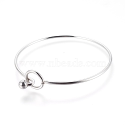 304 Stainless Steel Bangles, Stainless Steel Color, 2-3/8 inch(6.2cm)(BJEW-E366-02P)