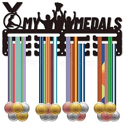 Sports Theme Iron Medal Hanger Holder Display Wall Rack, 3-Line, with Screws, Medal, 130x290mm, Hole: 5mm(ODIS-WH0055-060)