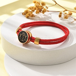 Constellation Nylon Cords Multi-strand Bracelets, Double Chain Jewelry for Women Men, with Golden Brass Findings & Enamel Charm, Red, Libra, 8 inch(20.3cm)(BJEW-U016-01B-09)