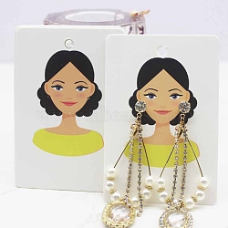 Paper Earring Display Cards, Earring Holder Cards, Rectangle with Girl Pattern, Black, 9x6x0.03cm, Hole: 5mm and 1mm(DIY-B061-04A)