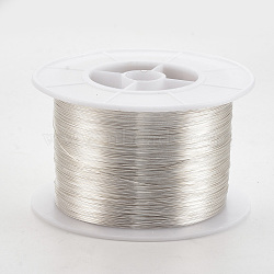 Round Copper Jewelry Wire,Long-Lasting Plated,Silver Color Plated,32 Gauge,0.2mm,about 5741.46 Feet(1780m)/500g(CWIR-S003-0.2mm-02S)