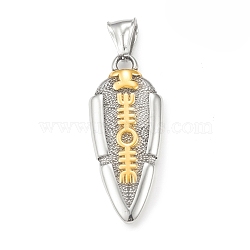 Ion Plating(IP) 304 Stainless Steel Pendants, Spear of Odin Valknut Gungnir Charm, Antique Silver & Golden, 41x16.5x4mm, Hole: 3.5x8.5mm(STAS-G303-19AS)
