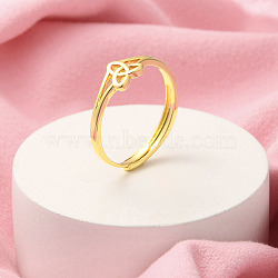 Brass Adjustable Rings for Women, Celtic Knot, Golden, 6.5mm, Inner Diameter: 19.5mm(RJEW-R005-05G)