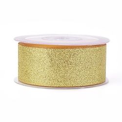 Sparkle Polyester Ribbons, Glitter Ribbon, Gold, 1-1/2 inches(38mm), about 50yards/roll(45.72m/roll)(SRIB-L054-38mm-C039)
