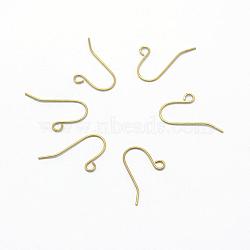 Brass Earring Hooks, Ear Wire, with Horizontal Loop, Lead Free & Cadmium Free & Nickel Free, Raw(Unplated), 18.5x10x0.6mm, Hole: 2mm, 22 Gauge, Pin: 0.6mm(KK-F722-01C-RS)