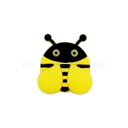 Food Grade Silicone Focal Beads, Silicone Teething Beads, Bee, Yellow, 31x28mm(PW-WG26395-03)