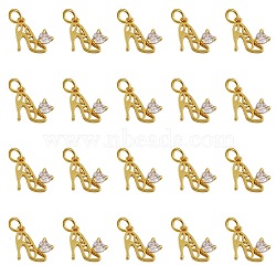 20Pcs Brass Micro Pave Cubic Zirconia Stilettos Charms, with Jump Ring, Long-Lasting Plated, High-heeled Shoes, Clear, Real 18K Gold Plated, 11x12x3mm, Hole: 3mm(ZIRC-SZ0001-91)