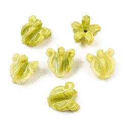 Synthetic Coral Carved Beads, Dyed, Flower, Pale Green, 11.5~12.5x12mm, Hole: 1.2~1.4mm(BSHE-P034-01E)