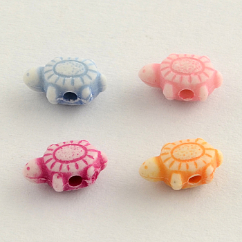 Craft Style Acrylic Beads, Tortoise, Mixed Color, 10x6x4mm, Hole: 2mm, about 3800pcs/500g