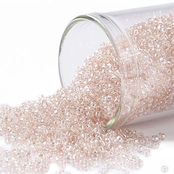 TOHO Round Seed Beads, Japanese Seed Beads, (106) Transparent Luster Rosaline, 15/0, 1.5mm, Hole: 0.7mm, about 3000pcs/10g