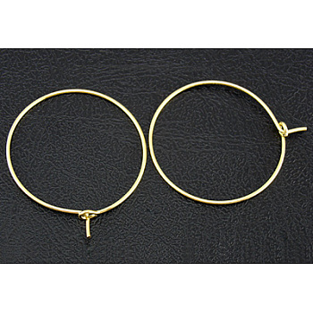 Brass Wine Glass Charm Rings Hoop Earrings, Golden, 20 Gauge, 30x0.8mm, Hole: 28mm