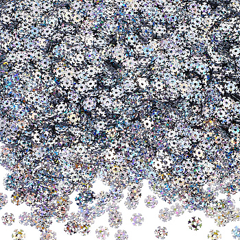 Ornament Accessories, PVC Plastic Paillette/Sequins Beads, Snowflake, for Christmas, Snow, 6x0.2mm, Hole: 0.9mm, 100g