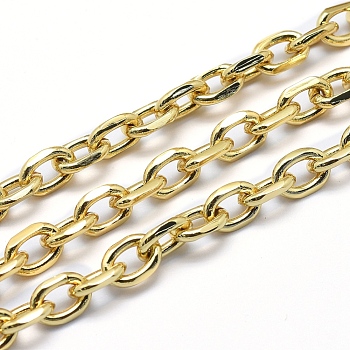 Eco-Friendly Brass Cable Chains, Diamond Cut Chains, Unwelded, Faceted, Oval, Lead Free & Cadmium Free & Nickel Free, Real 18K Gold Plated, 8.5x6x2mm