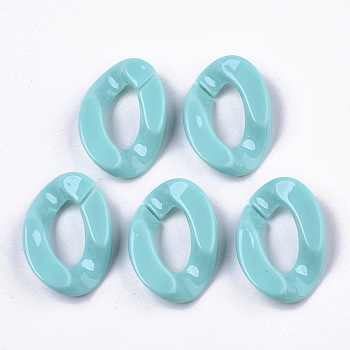 Opaque Acrylic Linking Rings, Quick Link Connectors, for Curb Chains Making, Twist, Dark Turquoise, 30x21x6mm, Inner Diameter: 16x8mm