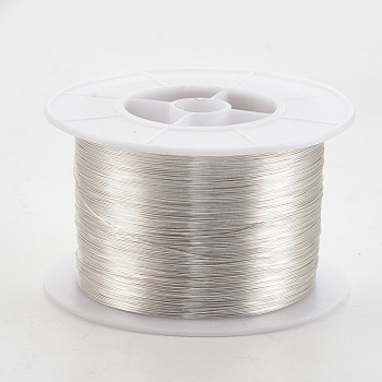 Round Copper Jewelry Wire,Long-Lasting Plated,Silver Color Plated,32 Gauge,0.2mm,about 5741.46 Feet(1780m)/500g