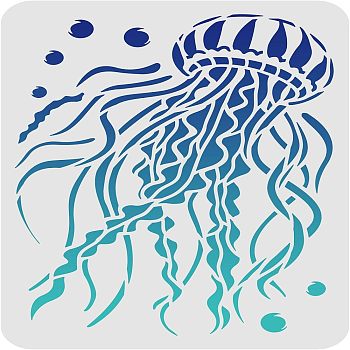 Large Plastic Reusable Drawing Painting Stencils Templates, for Painting on Scrapbook Fabric Tiles Floor Furniture Wood, Rectangle, Jellyfish Pattern, 297x210mm