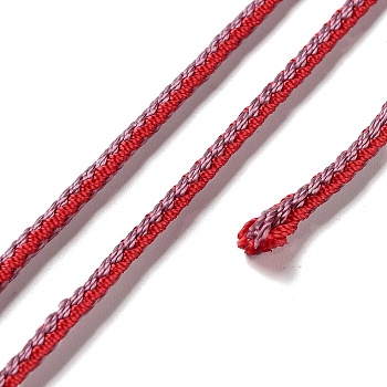 14M Duotone Polyester Braided Cord, Round, Red, 2.5mm, about 15.31 Yards(14m)/Roll