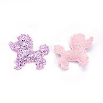Handmade Puppy Costume Accessories, Cloth Embroidery, Appliques, Poodle Dog, Pearl Pink, 44x51x3.5mm
