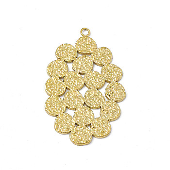 Ion Plating(IP) 304 Stainless Steel Pendants, Grape Charms, Real 14K Gold Plated, 38.5x23.5x0.8mm, Hole: 1.8mm