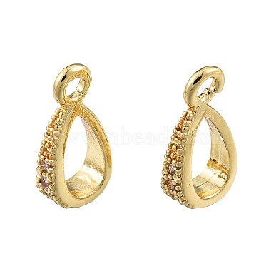 Real 14K Gold Plated Clear Teardrop Brass+Cubic Zirconia Tube Bails