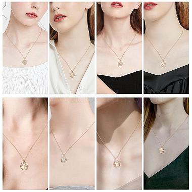 925 Sterling Silver 12 Constellation Necklace Gold Horoscope Zodiac Sign Necklace Round Astrology Pendant Necklace with Zircons Birthday Jewelry Gift for Women Men(JN1089B)-7