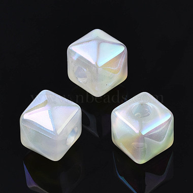 White Cube Acrylic European Beads