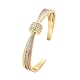 Brass Micro Pave Clear Cubic Zirconia Flat Round Open Cuff Bangles for Women(BJEW-M312-13)-1