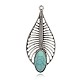 Antique Silver Plated Leaf Alloy Synthetic Turquoise Big Pendants(PALLOY-J654-01AS)-1