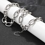 304 Stainless Steel Twisted Oval Link Chain Necklaces, Non-Tarnish, Stainless Steel Color, 17.95 inch(45.6cm)(NJEW-R023-13P)