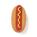 Silicone Beads, Food Theme, Focal Beads, Orange, Hot Dog, 32x17x15mm, Hole: 2.5mm(SIL-I019-01B)