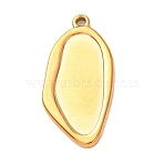 304 Stainless Steel Pendant Cabochon Settings, Non-open Back Settings, Golden, Oval, 28x14x2mm, Hole: 1.5mm(STAS-Z204-04G-05)