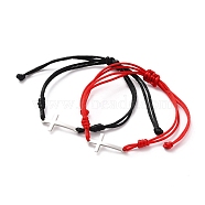 Adjustable Nylon Braided Bead Bracelets, with 201 Stainless Steel Cross Links, Mixed Color, Stainless Steel Color, 7/8~3-7/8 inch(2.1~9.8cm)(BJEW-JB05626-02)