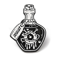 Punk Style Enamel Pin, Black Zinc Alloy Brooch for Backpack Clothes, Eye & Bottle, 30x22x1.5mm(JEWB-D020-03C)