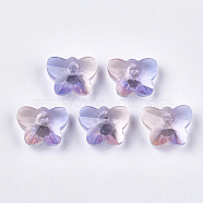 Rainbow K9 Glass Charms, Faceted, Butterfly, Lilac, 12x15.5x7.5mm, Hole: 1mm(X-GLAA-S180-15B)