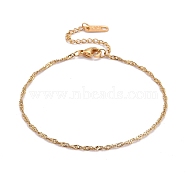 304 Stainless Steel Singapore Chain Bracelets, Water Wave Chain Bracelets, Golden, 9-1/2 inch(24.2cm)(BJEW-JB06269)