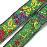 5M Ethnic Style Embroidery Polyester Ribbons, Jacquard Ribbon, Garment Accessories, Floral Pattern, Green, 1-1/8 inch(30mm), about 5.47 Yards(5m)/Set(OCOR-FG0001-65)