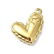 Ion Plating(IP) 304 Stainless Steel Pendants, Heart with Star Charm, Real 18K Gold Plated, 13.5x15x4mm, Hole: 1.5mm(STAS-B058-08G-02)