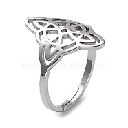 304 Stainless Steel Adjustable Rings, Hollow Rhombus Knot Ring for Women, Stainless Steel Color, 2mm, Inner Diameter: 16.5mm(RJEW-B047-03P)