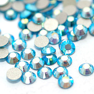 Glass Flat Back Rhinestone, Grade A, Back Plated, Faceted, AB Color, Half Round, Aquamarine, 3~3.2mm, about 1440pcs/bag(RGLA-C002-SS12-202AB)