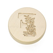 Golden Plated Round Shaped Wax Seal Brass Stamp Head, for Wax Seal Stamp, Letter Pattern, Letter F, 25.5x14mm, Hole: 7.5mm(STAM-S001-01G-06)