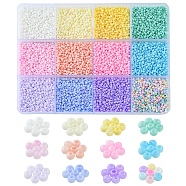 180G 12 Colors 13/0 Glass Seed Beads, Macaron Color, Round Hole, Round, Mixed Color, 2~2.3x1.5mm, Hole: 0.8mm, about 15g/color(SEED-YW0002-10)