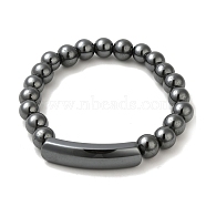 Non-Magnetic Synthetic Hematite Bracelets, 49mm, Round: 8mm, Tube: 35~38x9~10mm(BJEW-E003-10)