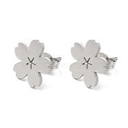 Non-Tarnish 304 Stainless Steel Stud Earrings, Flower, Stainless Steel Color, 12.5x13mm(EJEW-K285-05P)