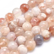 Natural Cherry Blossom Agate Beads Strands, Round, 8.5~9mm, Hole: 0.7mm, about 47pcs/strand, 15.5 inch(39.5cm)(G-I213-23-8mm)