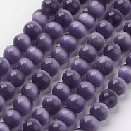 Cat Eye Beads, Round, Indigo, 8mm, Hole: 1mm, about 49pcs/strand, 15.5 inch(X-CER8mm57)
