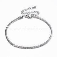 304 Stainless Steel Snake Chain Bracelets, Stainless Steel Color, 7-7/8 inch(200mm), 2.5mm(BJEW-H491-01P)